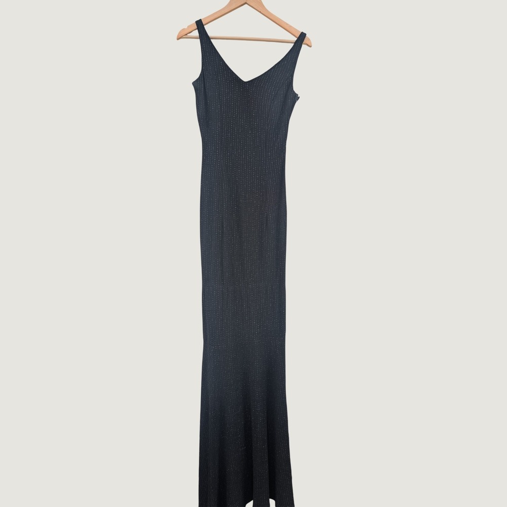 SCOTT MCCLINTOCK Y2K Prom Dress Womens 6 Black Shimmer Vampy Whimsigoth Formal